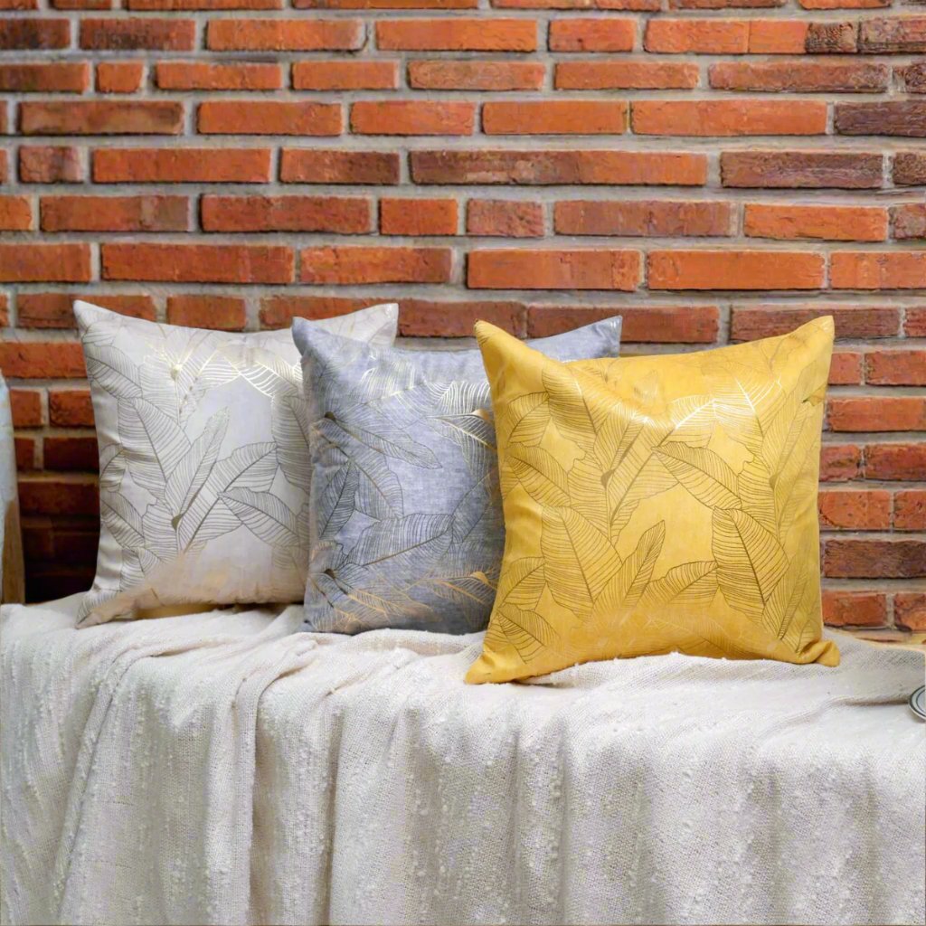 Golden Leaves Luxury Cushion Covers - 16" x 16", Pack of 3 Colors - Coral Slub -